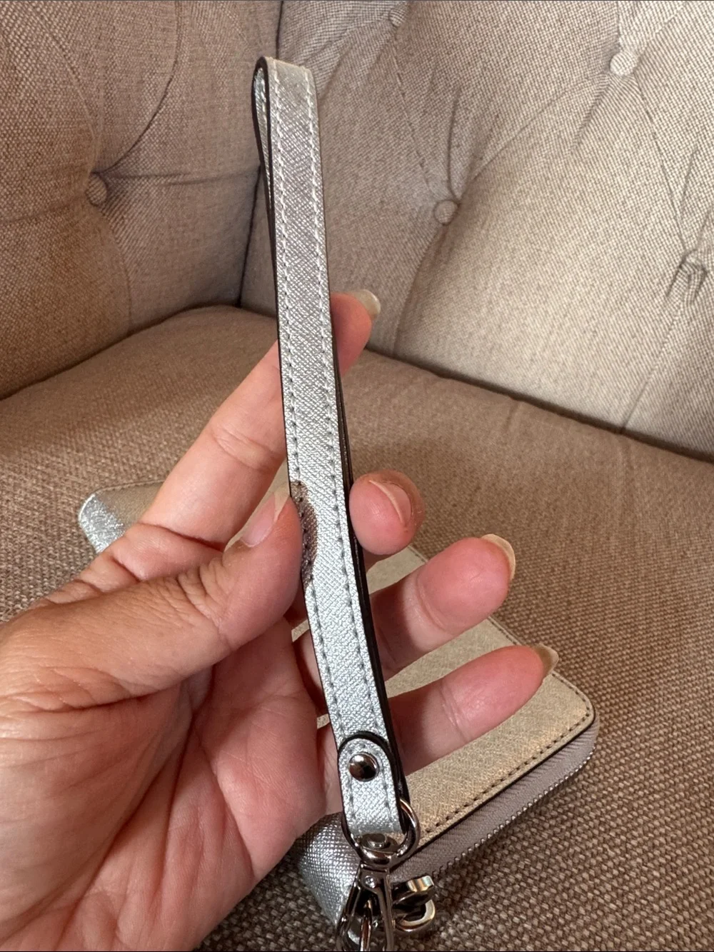 Michael Kors Metallic Silver Zip Wristlet